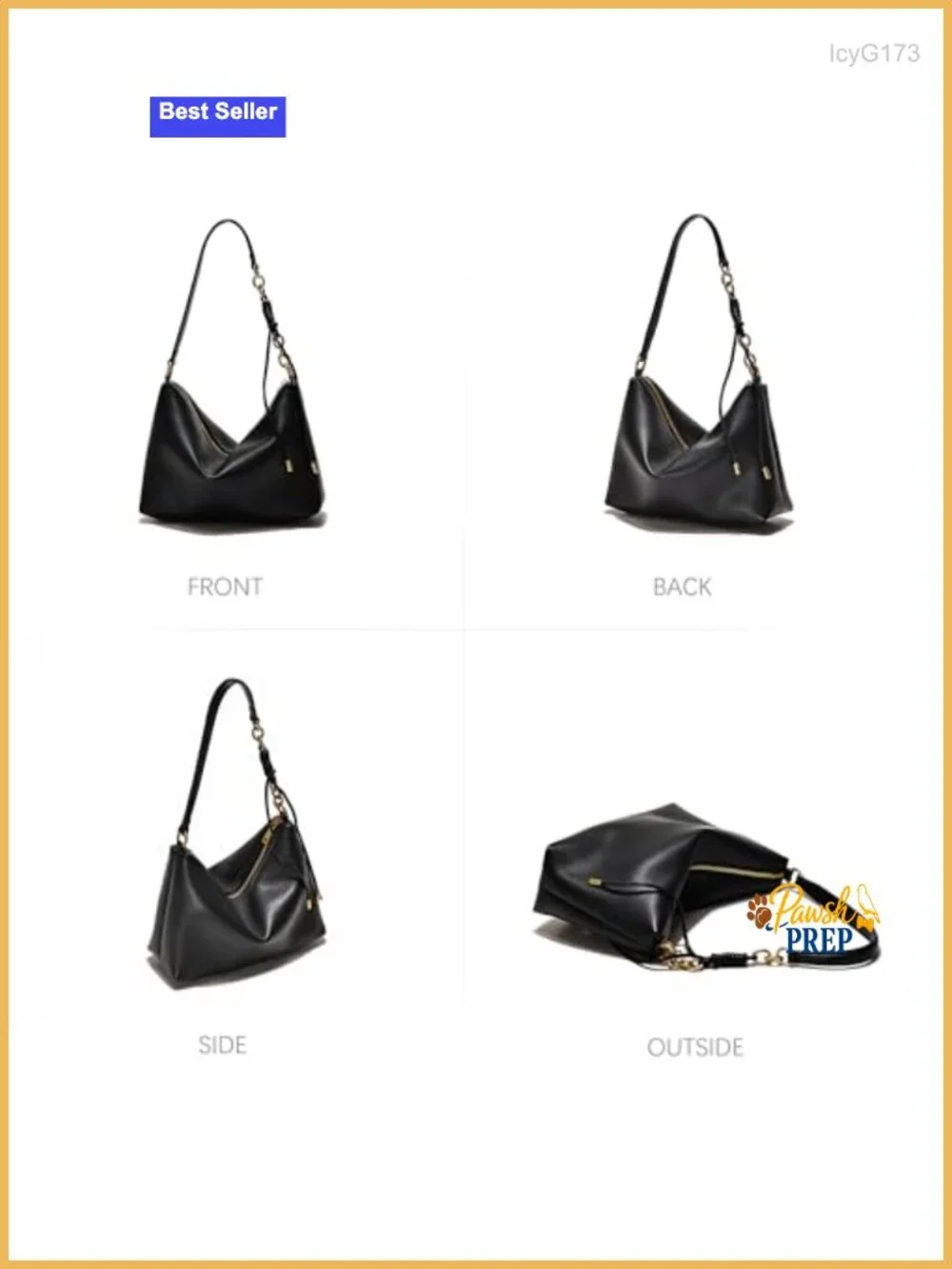 Women's Vegan Leather Hobo Shoulder Bag with Two Straps